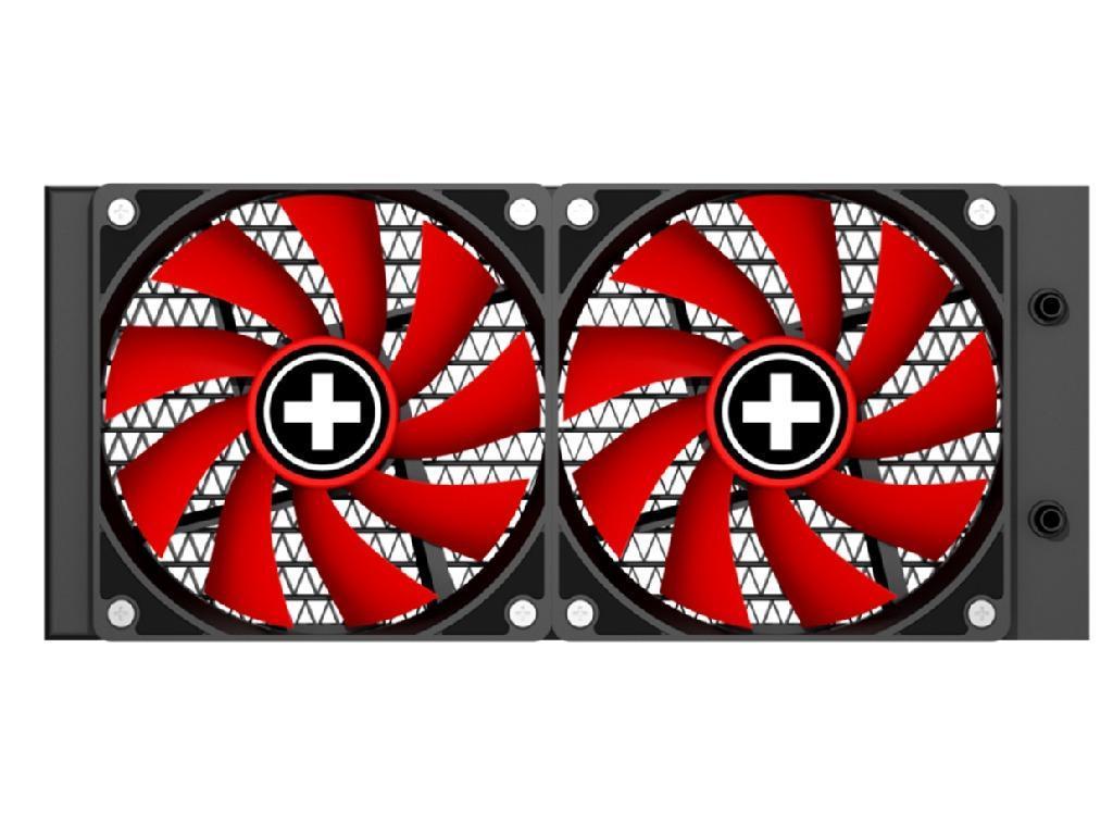 XILENCE Liquid Cooler (XC975) "LiQuRizer 240" Performance A+ Socket LGA 2066/2011/1200/1151/1150/1155/1156/1366 TR4/AM4/FM2+/FM2/FM1/AM3+/AM3/AM2+/AM2, up to 300W, 2x TF120 Red Fan 120x120x25mm, PWM fans 700-1800rpm, 18.0-32.2 dBA, 70CFM, pump 2100±10% rpm, 25dBA, 3 pin, LED lit Pump Head, Black - миниатюра 2