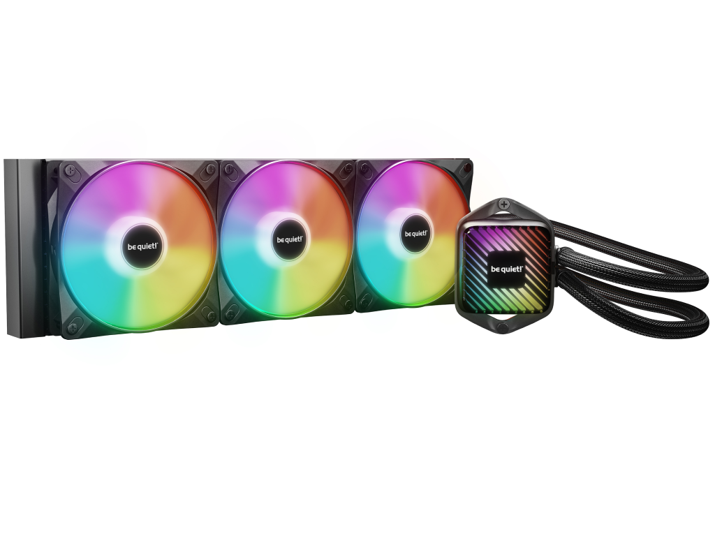 AIO Liquid Cooling be quiet! "Pure Loop 3 LX 360mm" (15.4-37.2dB, 3x120mm, PWM, 2100RPM, 61.8 CFM, Pump5500RPM, ARGB 1280g.) Dimensiune ventilatoare 120 mm Numarul de ventilatoare incluse 3 Conector pentru ventilator 4 pini Efecte de iluminare / tip LED ARGB Viteza maxima a ventilatorului 2100 rpm Nivel zgomot 36,9 dBA - миниатюра 2