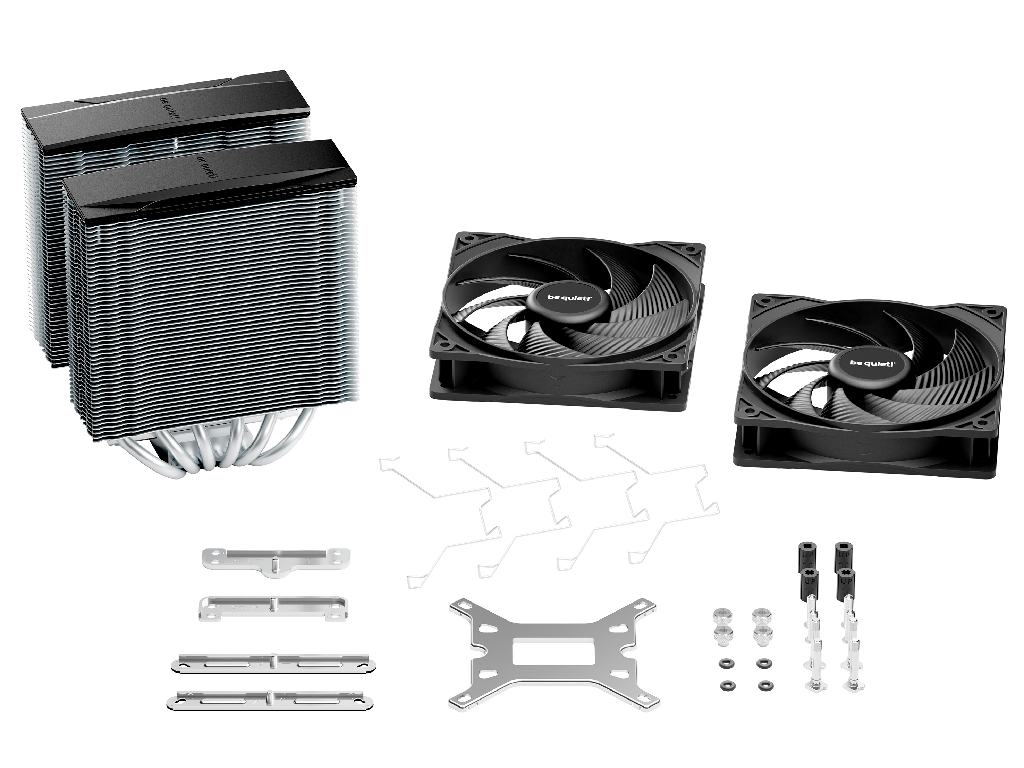 Ac Be Quiet Pure Rock Pro 3 14348DBA 2000RPM 596 Cfm 2X120MM Pwm 250W 6X6MM 1070G 1851 1700 1200 1150 1151 1155 AM5 AM4 Model Pure Rock Pro 3 Tdp W 250 Color Option Sil - миниатюра 4