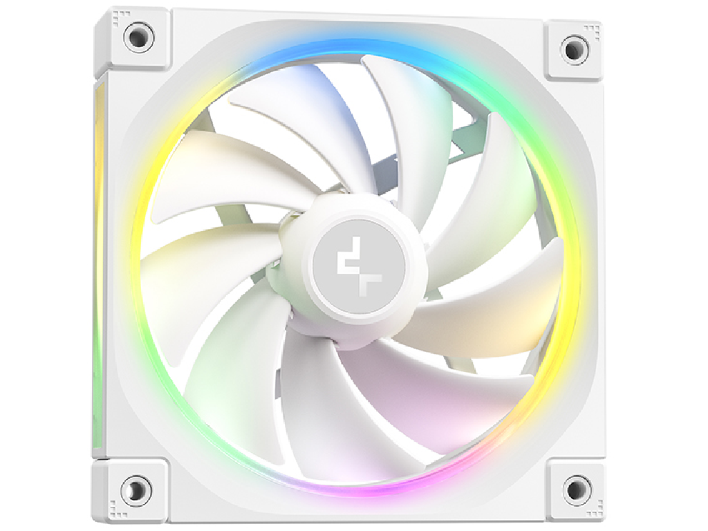 DEEPCOOL Liquid Cooler ”LQ240 WH”, 240mm radiator, Anti-Leak Technology, LGA1851/1700/1200/115x AM5/AM4, up to 250W, 2x 120mm ARGB FL12 fans 500~2150rpm, 32.dBA, 55CFM, 4-pin PWM, Fluid Dymanic Bearing, 5 PRO Pump 3400rpm, Segment LCD Screen ERA, ARGB Halo Rotatable magnetic pump head, White - миниатюра 3