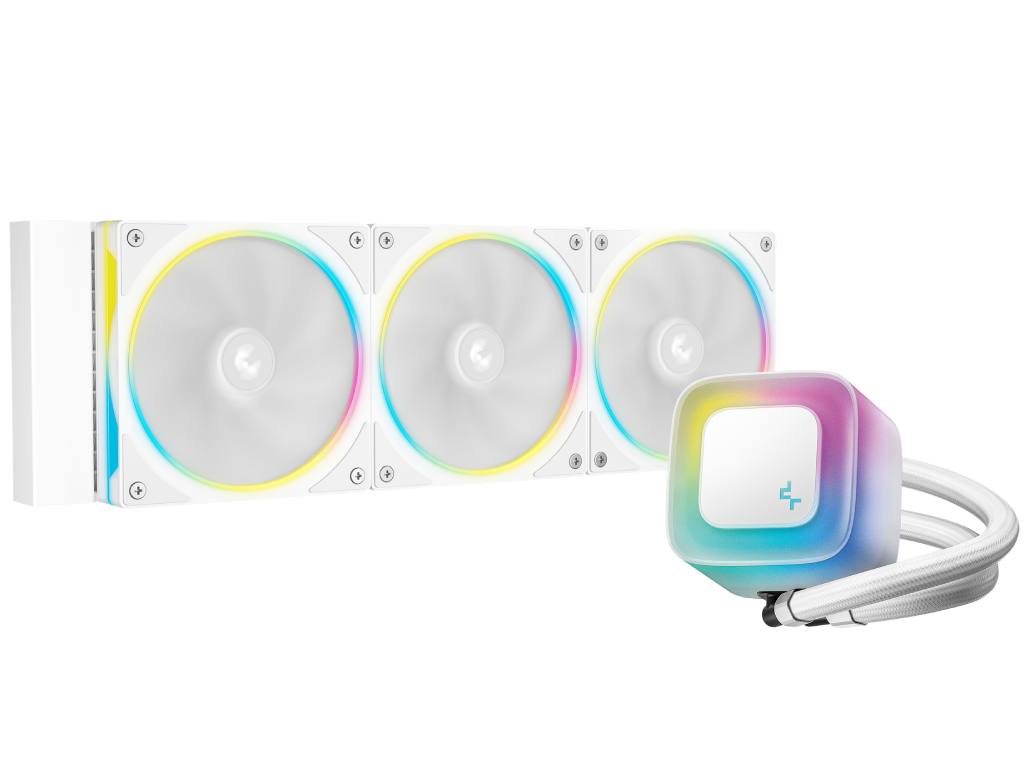 AIO Liquid Cooling Deepcool "LE360 PRO WH" ( 36.07dBA, 400-2400RPM, 66.23CFM, 3x120mm, 2500-3400RPM, ARGB, 1817g.) White Dimensiune ventilatoare 120 mm Numarul de ventilatoare incluse 3 Conector pentru ventilator 3 pini, 4 pini Efecte de iluminare / tip LED ARGB Viteza maxima a ventilatorului 2400 rpm Nivel zgomot 36 dBA
