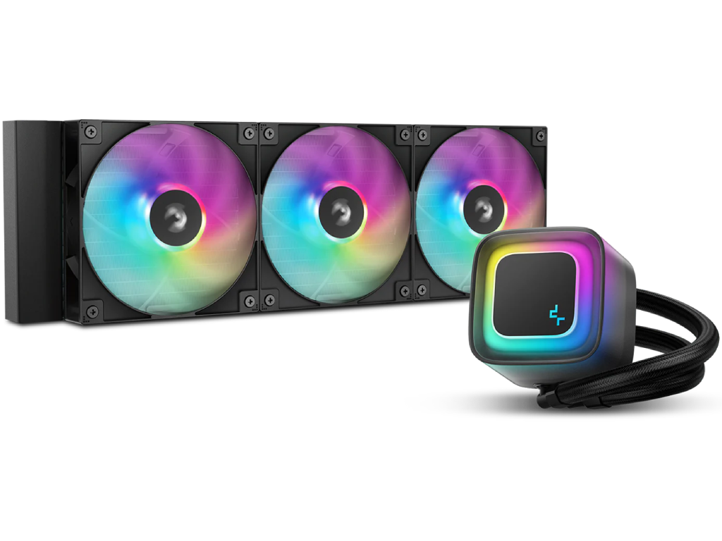 DEEPCOOL Liquid Cooler ”LE360 V2”, 360mm radiator, Anti-Leak Technology, LGA1851/1700/1200/115x AM5/AM4, up to 280W, 3x120mm Hydro Bearing ARGB PWM fans, Frosted ARGB pump head, Fans 500~2100rpm, 31.6dBA, 75.89CFM, 4pin PWM, Pump 2500~3400rpm, 4-pin PWM, 17.8dBA, Copper base, Black
