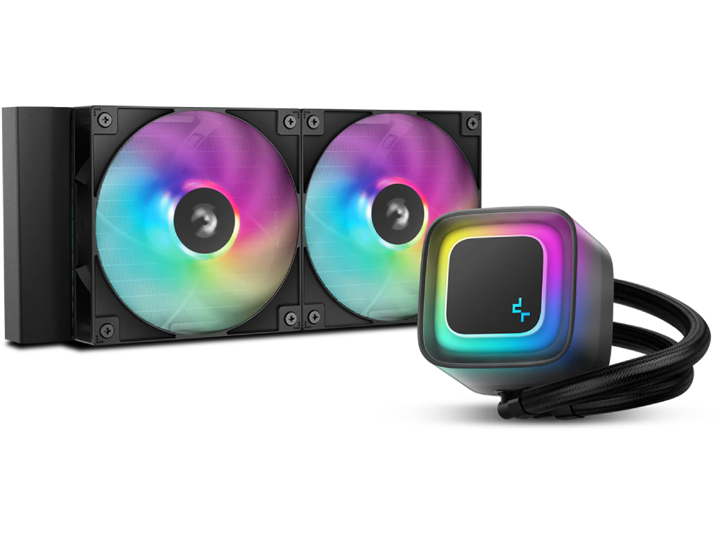 DEEPCOOL Liquid Cooler ”LE240 V2”, 240mm radiator, Anti-Leak Technology, LGA1851/1700/1200/115x AM5/AM4, up to 250W, 2x120mm Hydro Bearing ARGB PWM fans, Frosted ARGB pump head, Fans 500~2100rpm, 31.6dBA, 75.89CFM, 4pin PWM, Pump 2500~3400rpm, 4-pin PWM, 17.8dBA, Copper base, Black