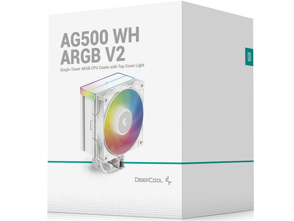 DEEPCOOL Cooler ”AG500 WH ARGB V2”, Intel Socket Intel LGA1851/1700/1200/115x AMD AM5/AM4, up to 240W, 1x ARGB PWM fan 120x120x25mm, 300~1950 RPM±10%, 29.4 dB(A), 67.88 CFM, 4-pin PWM, Hydro Bearing, ARGB top cover translucent logo design, 5x 6mm Cooper heatpipes, White - миниатюра 8