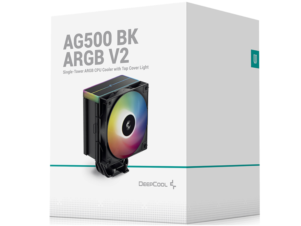 DEEPCOOL Cooler ”AG500 BK ARGB V2”, Intel Socket Intel LGA1851/1700/1200/115x AMD AM5/AM4, up to 240W, 1x ARGB PWM fan 120x120x25mm, 300~1950 RPM±10%, 29.4 dB(A), 67.88 CFM, 4-pin PWM, Hydro Bearing, ARGB top cover translucent logo design, 5x 6mm Cooper heatpipes, Black - миниатюра 9