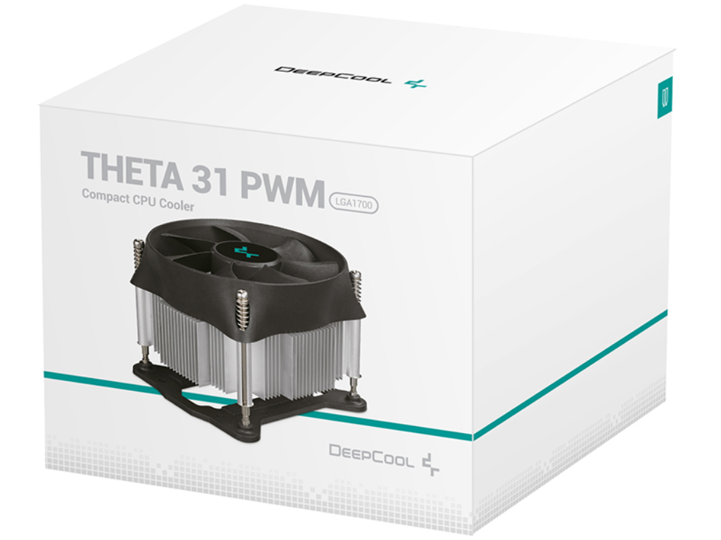 DEEPCOOL Cooler "Theta 31 PWM 1700", Socket L LGA1700 Up To 95W 100X100X25MM 9002400RPM 178325DBA 428CFM 4PIN Pwm Hydro Bearing Screw Back Plate Inst Aluminium Heatsink With Copper Inse - миниатюра 4